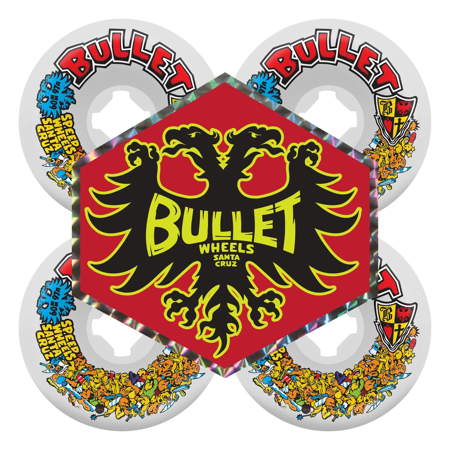 60mm Bullet Riot White Vomits 97a Slime Balls Skateboard Wheels