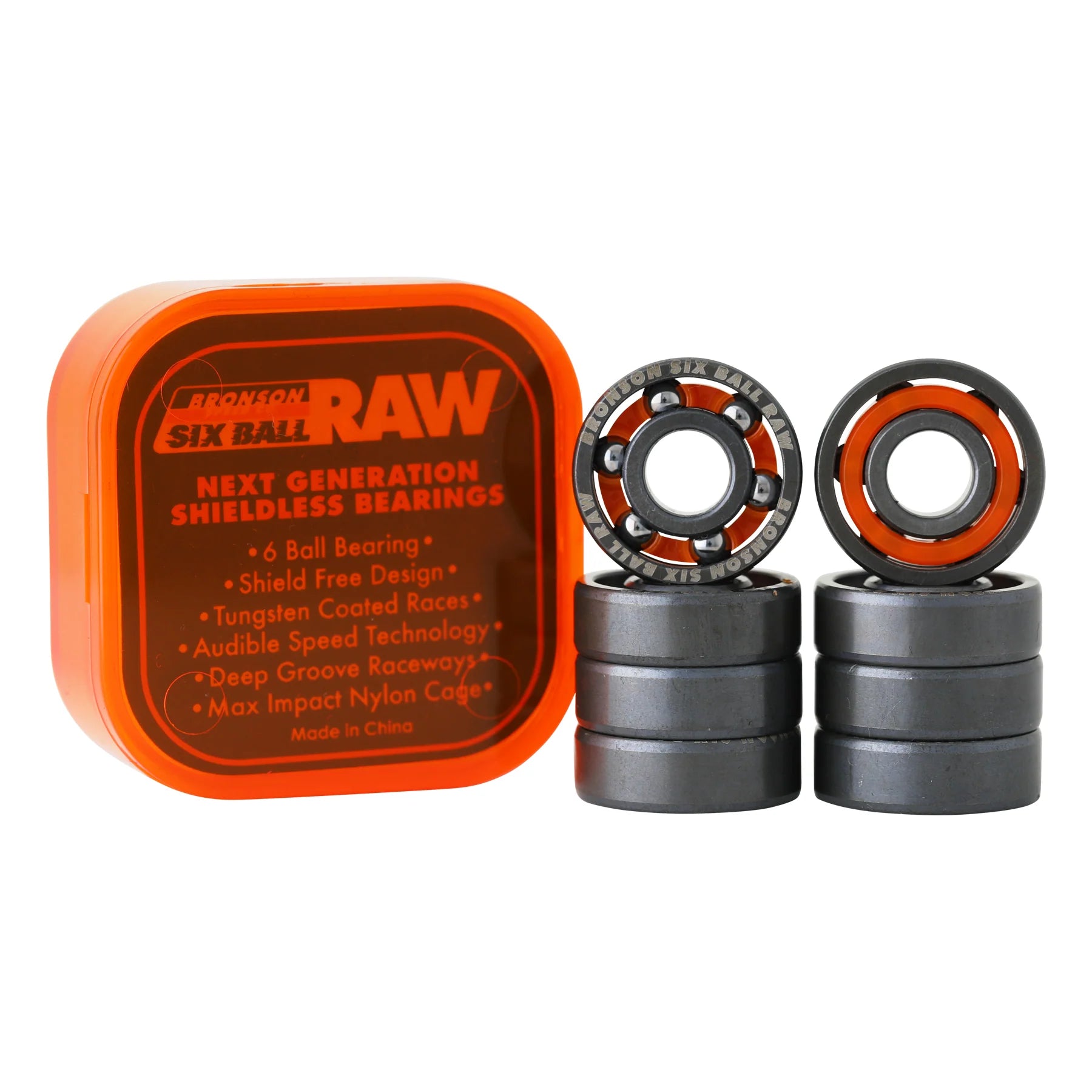スケボー BRONSON 6-BALL RAW BEARING 6-Ball Raw Bronson Skateboard Bearings – Old Skull Skateboards
