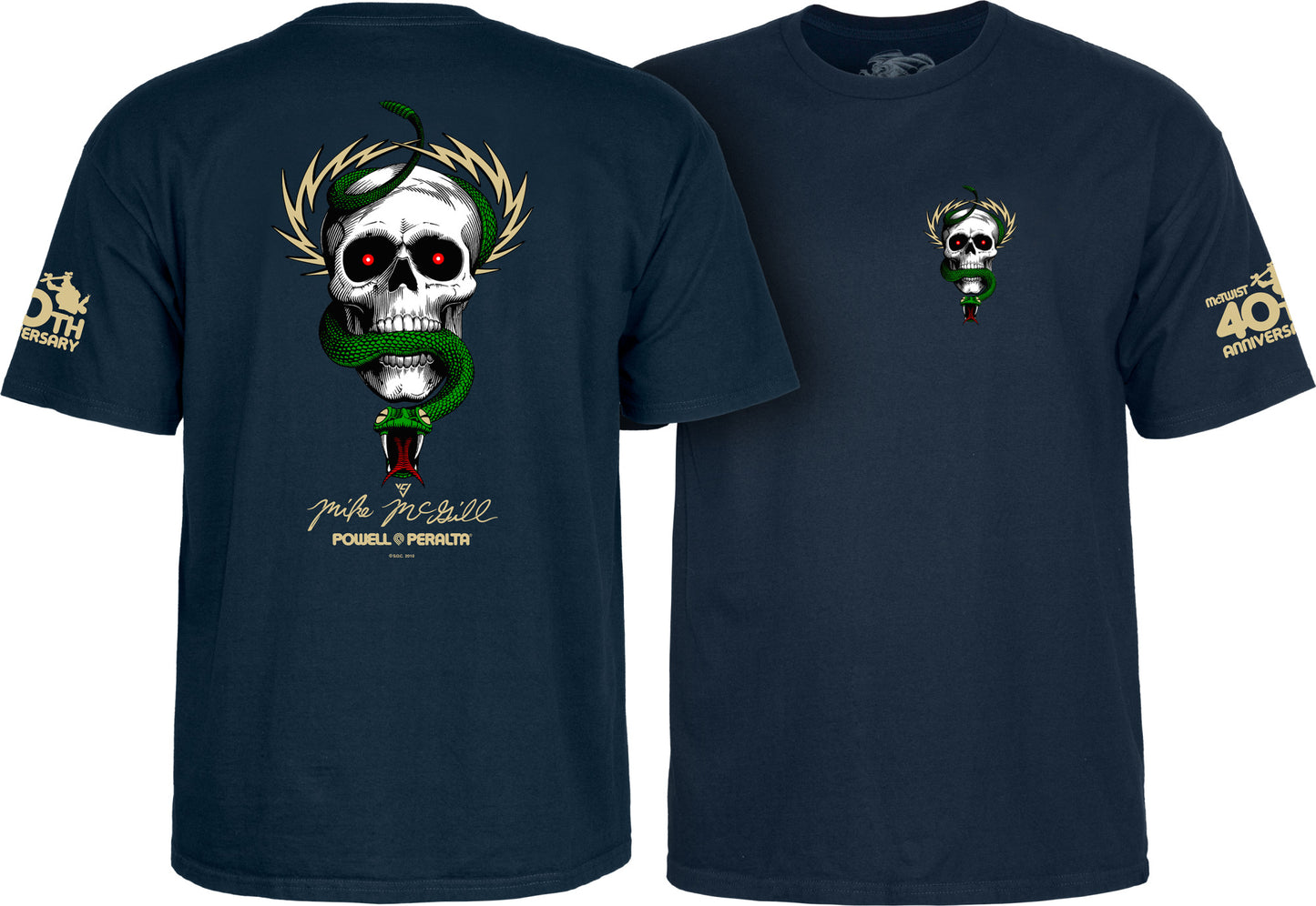 Powell Peralta McGill Skull & Snake 40th Anniversary T-Shirt - Navy Blue