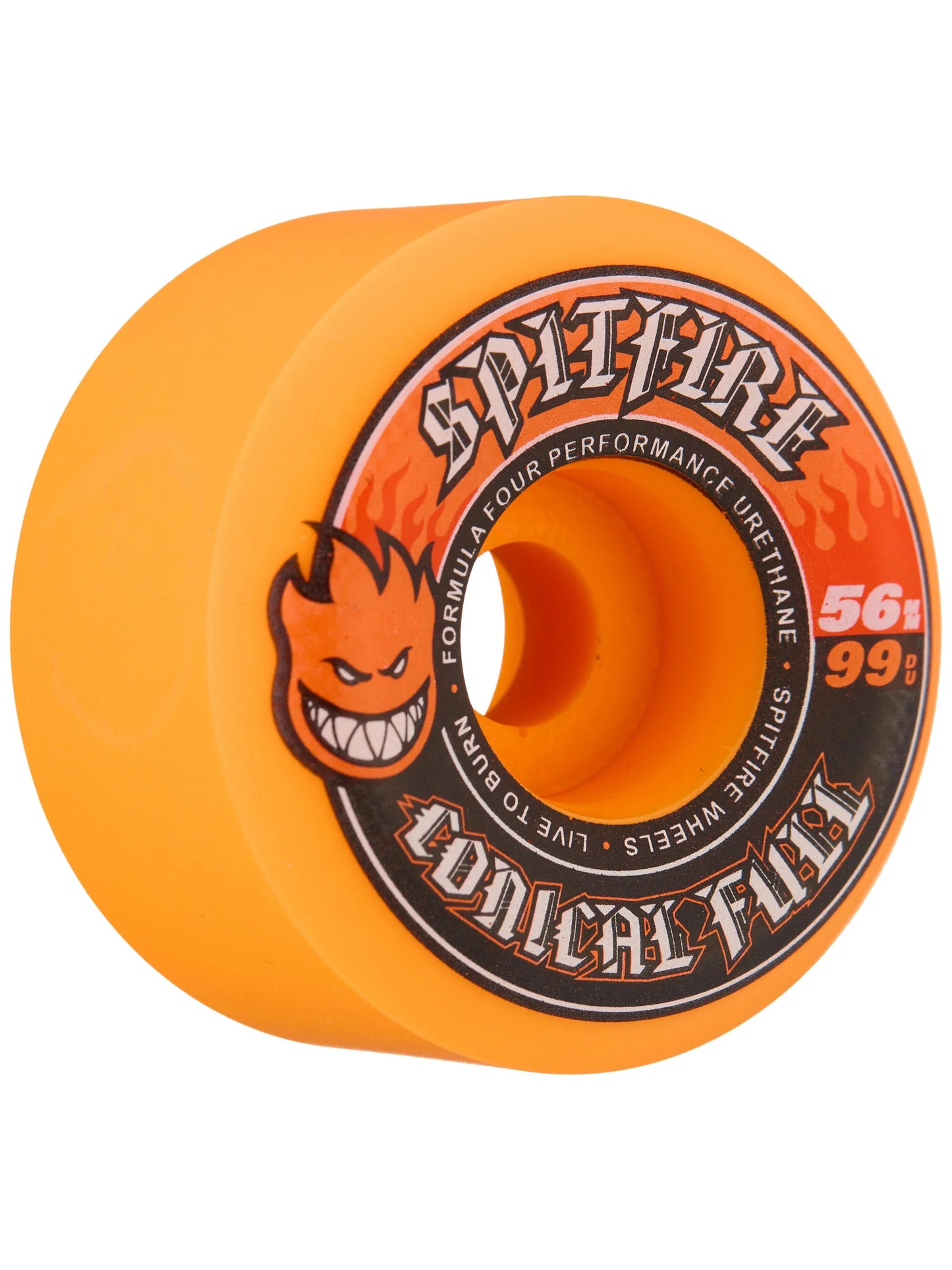 SPITFIRE FORMULA FOUR CONICAL FULL Skateboard Wheels ORANGE 56MM 99D (Set of 4)