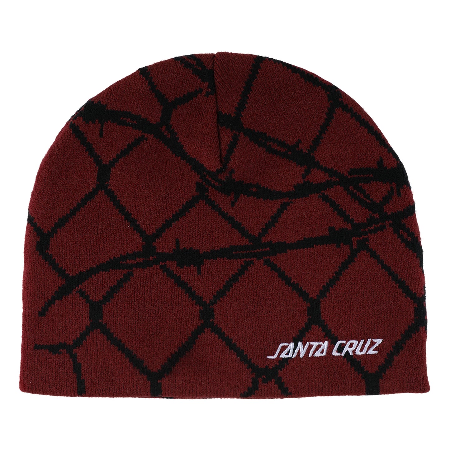 Spot Chain Beanie Skull Cap Hat Maroon Santa Cruz