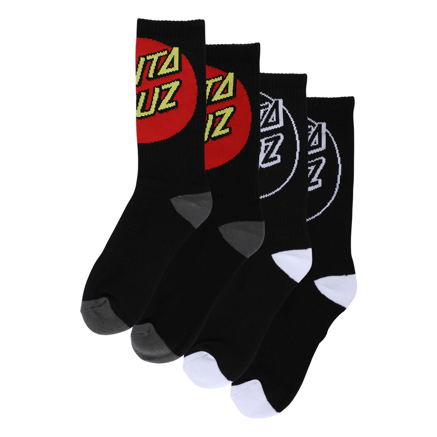 Big Cruz 2-Pack Crew Socks Black Multi - 2 Pairs - Santa Cruz