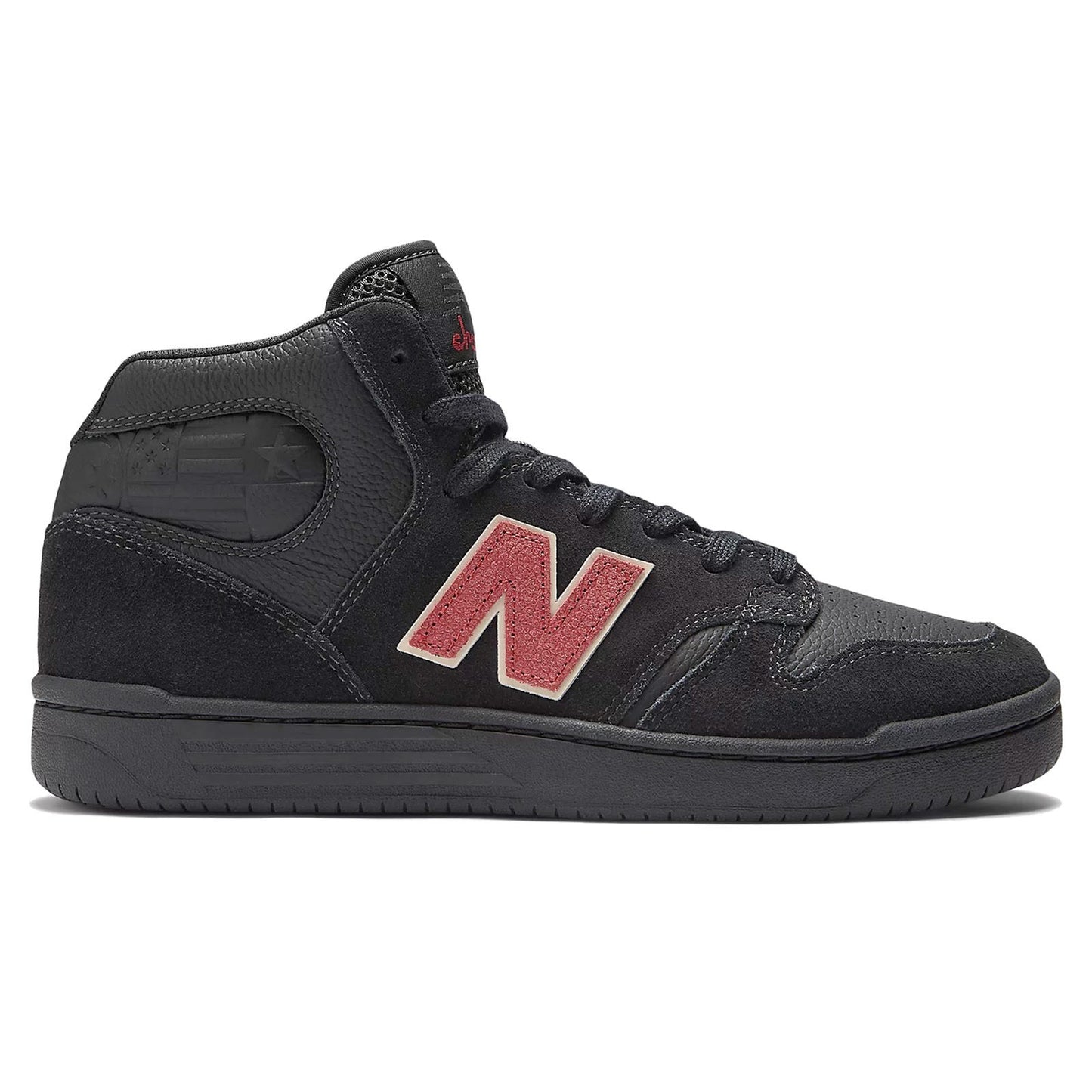 New Balance x Chocolate Skateboards NB Numeric 480 High Skateboarding Shoe - Sea Salt with Red