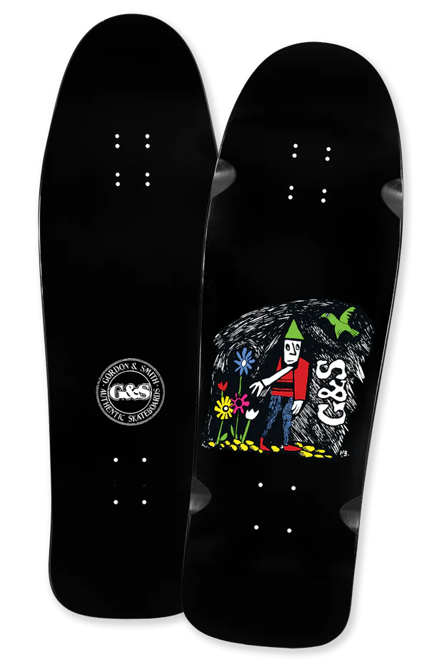 G&S TEAM FLOWER GUY WHEEL WELLS SHAPED SKATEBOARD DECK 10.0 X 31.5