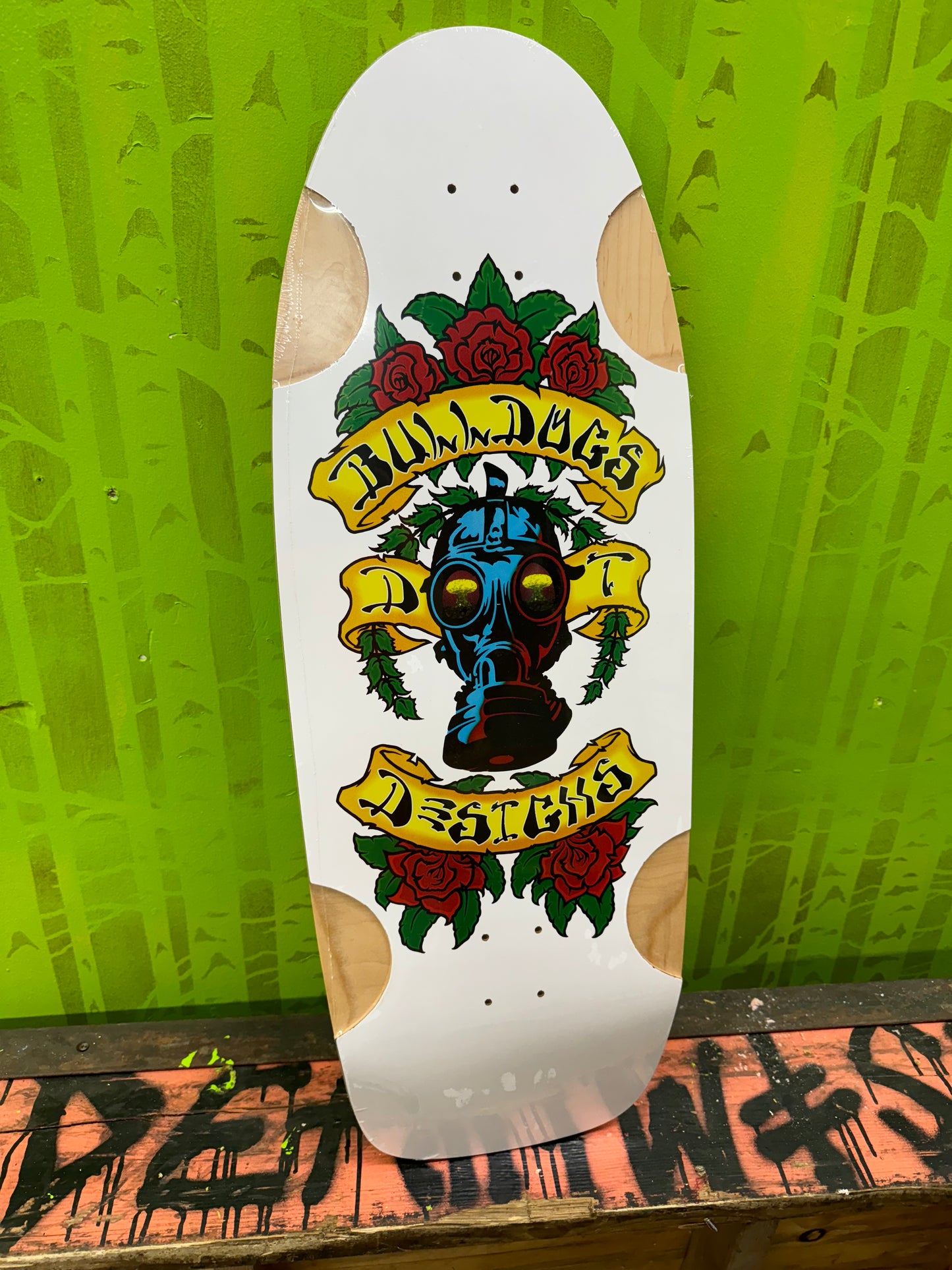 Bull Dog Designs Car Paint Skateboard Deck White Formica BLEM 33"x 11.875"x WB 18.5"