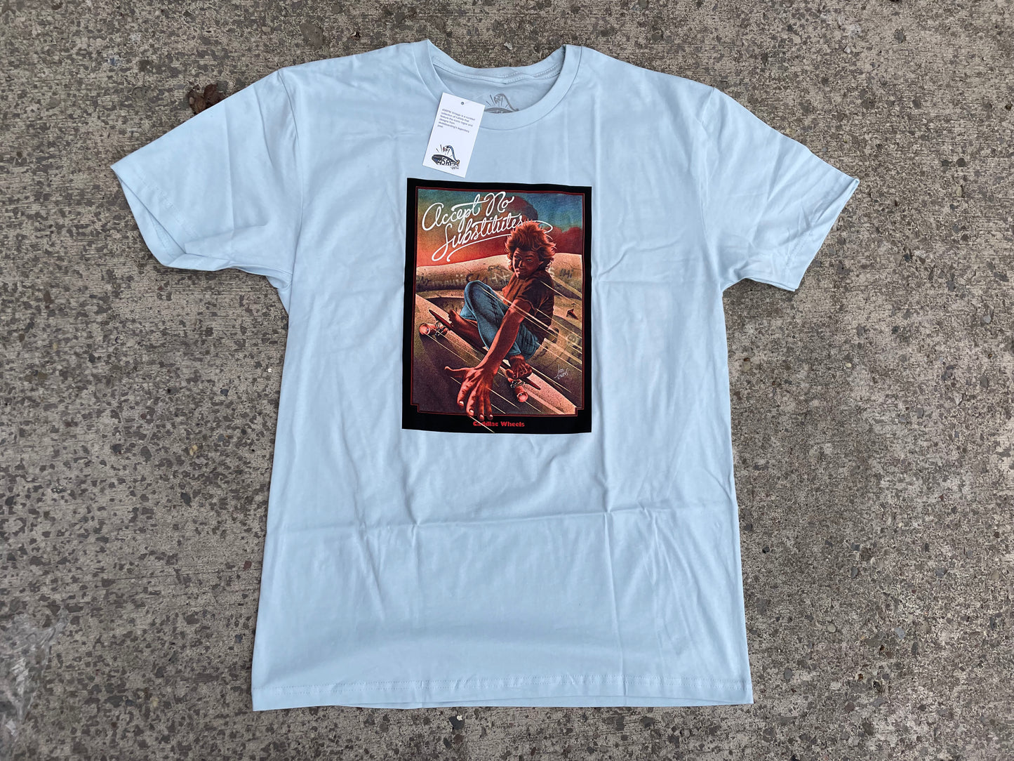 45RPM Cadillac Wheels T-Shirt (Lt. Blue)
