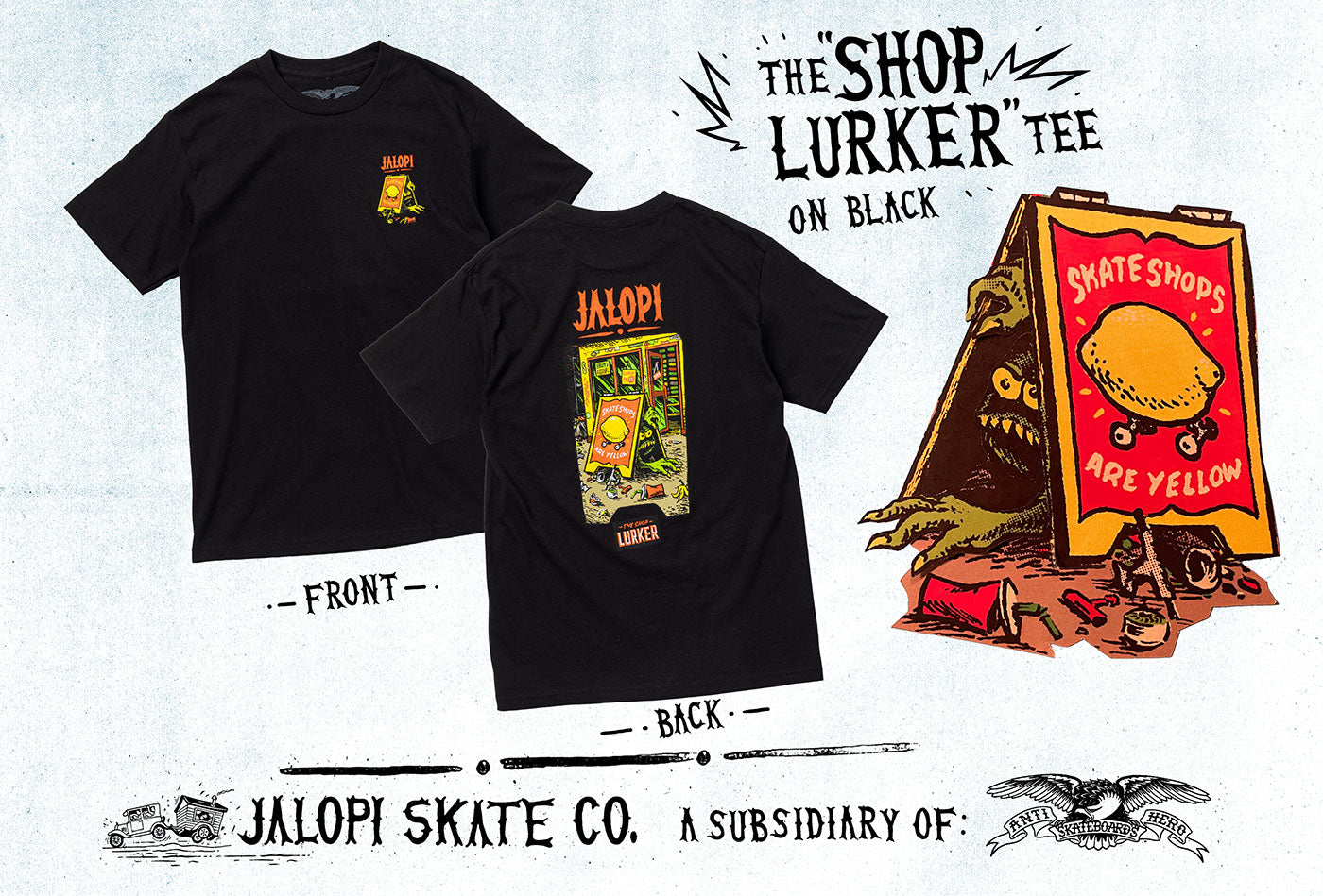 Anti Hero Jalopi Skate Shop Day 2026 T-Shirt (Black) – Old Skull