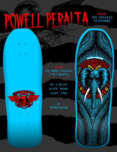 **PRE ORDER** Powell Peralta NEW! OG Mike Vallely Elephant 7-Ply Maple Skateboard Deck - OG Blue Color Way! Old School