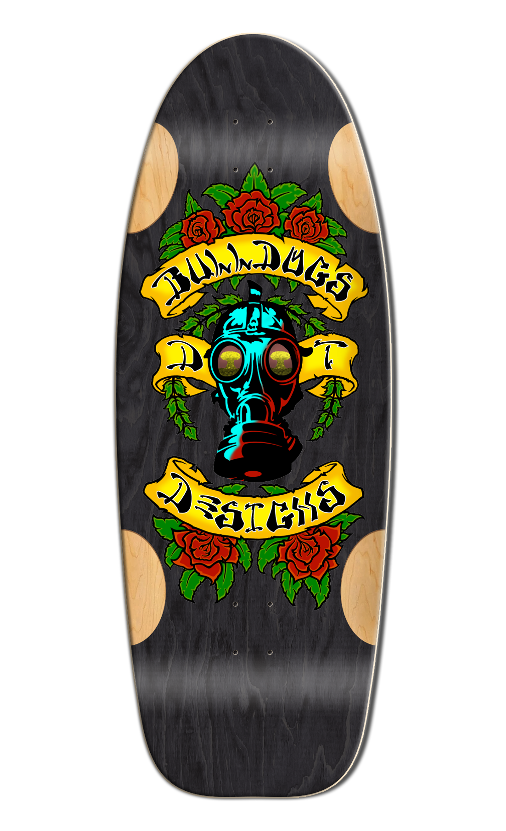 Bull Dog Designs Car Paint Skateboard Deck Black Stain 33"x 11.875"x WB 18.5"