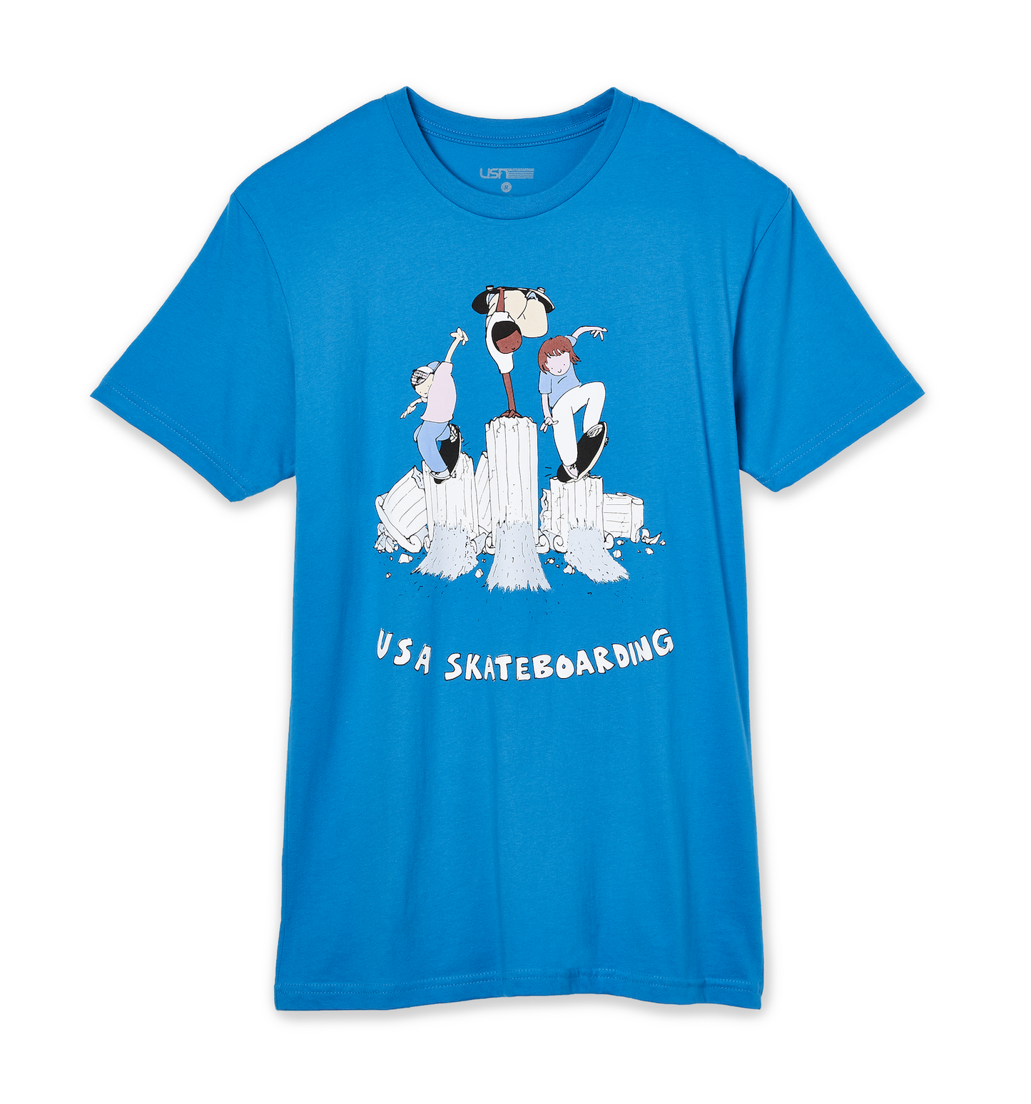 USA Skateboarding x Henry Jones Pillars T-Shirt (Turquoise Blue)