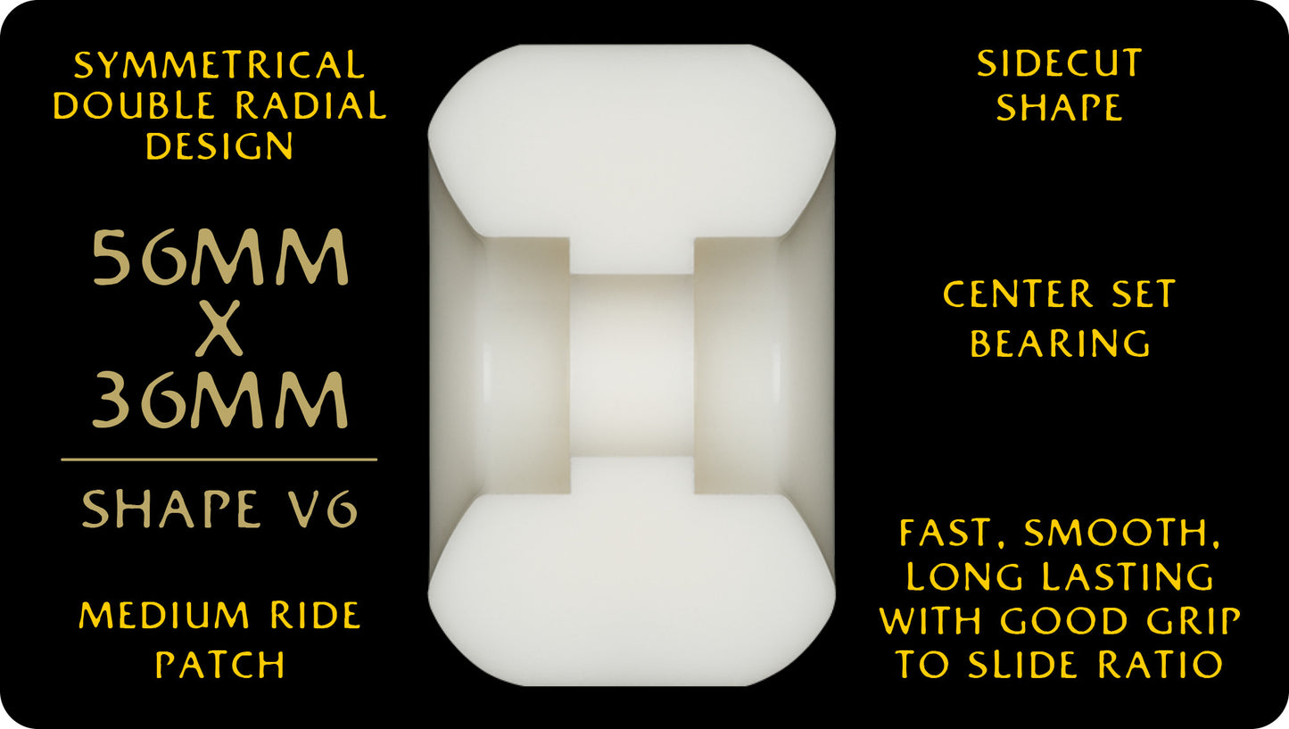 Powell Peralta Mike Vallely Pro Dragons 95A - V6 Symmetrical Shape - Medium Ride Patch - 56mm x 36mm 95A V6 Skateboard Wheels 4pk