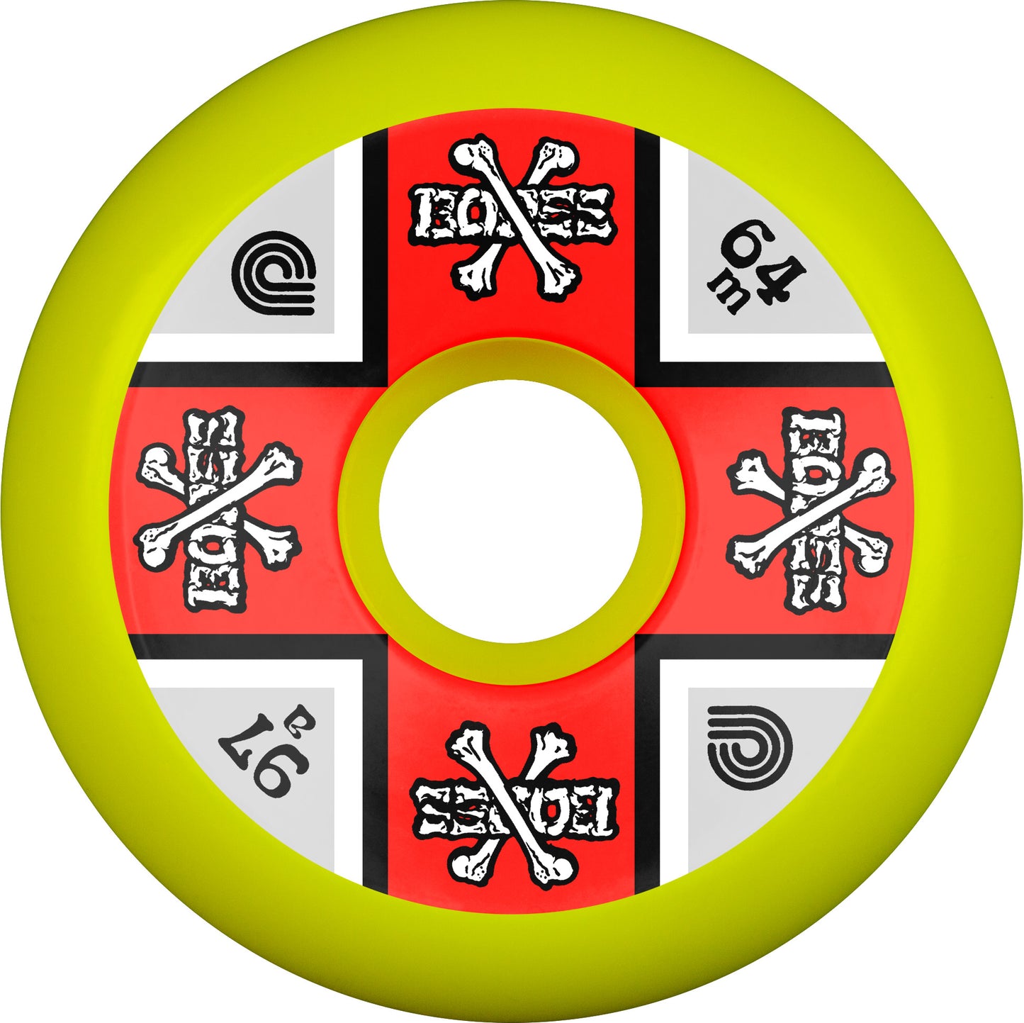 Powell Peralta Crossbones Skateboard Old School Wheels 64mm 97a - Yellow (4 pack)