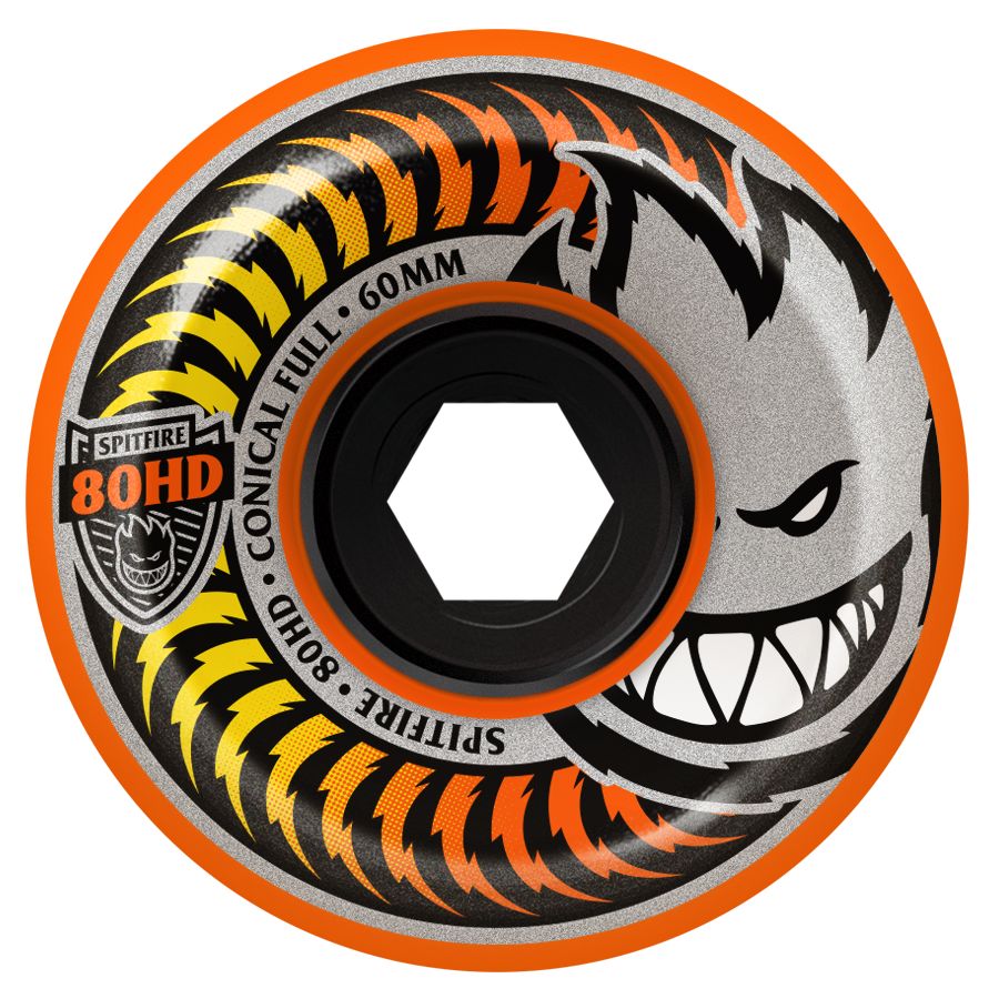 SPITFIRE 80HD FADE ORANGE CONICAL FULL SKATEBOARD WHEELS 58MM