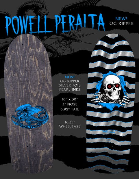 POWELL PERALTA "OG RIPPER" SILVER FOIL 10" SKATEBOARD DECK