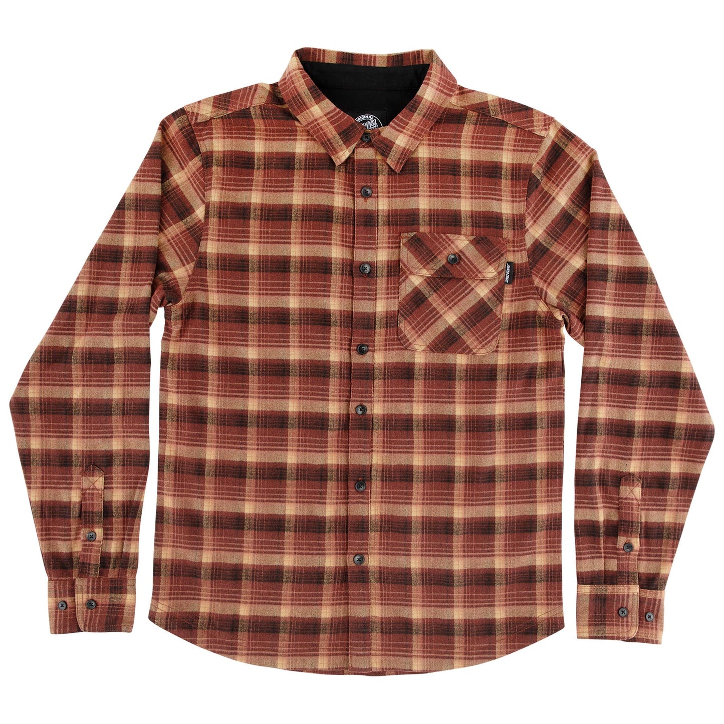 Santa Cruz Classic Mens Longsleeve Flannel Shirt (Red Plaid)