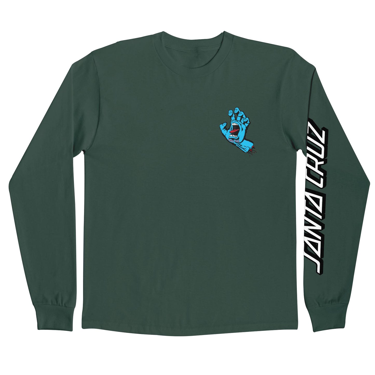 Screaming Hand L/S Midweight T-Shirt Dk Green Mens Santa Cruz