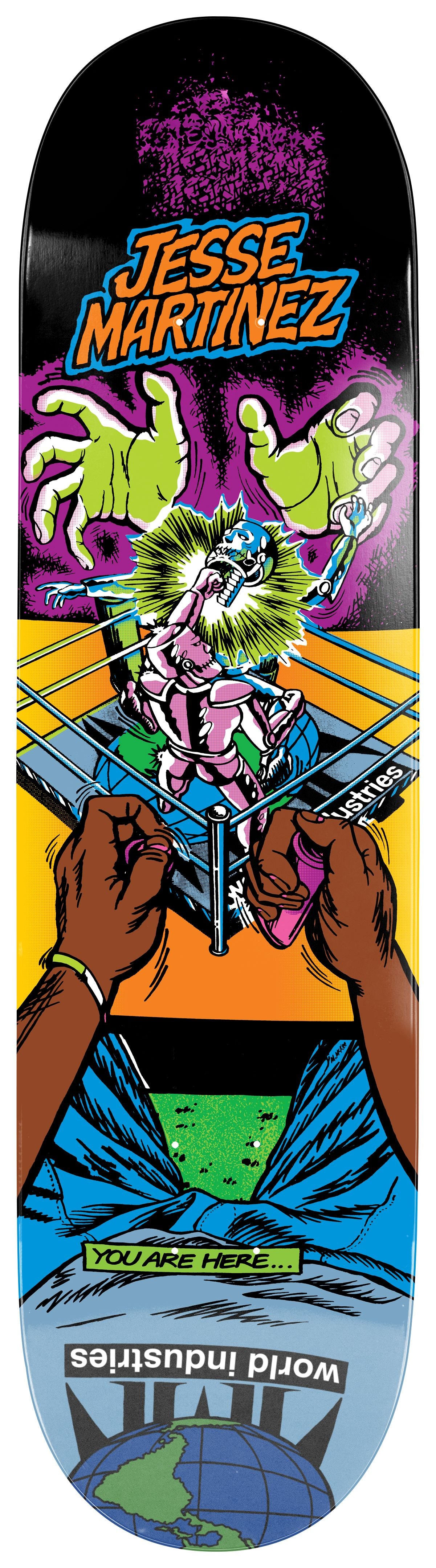 World Industries Jesse Martinez Rock'em Sock'em Popsicle Skateboard Deck Heat Transfer 8.25"