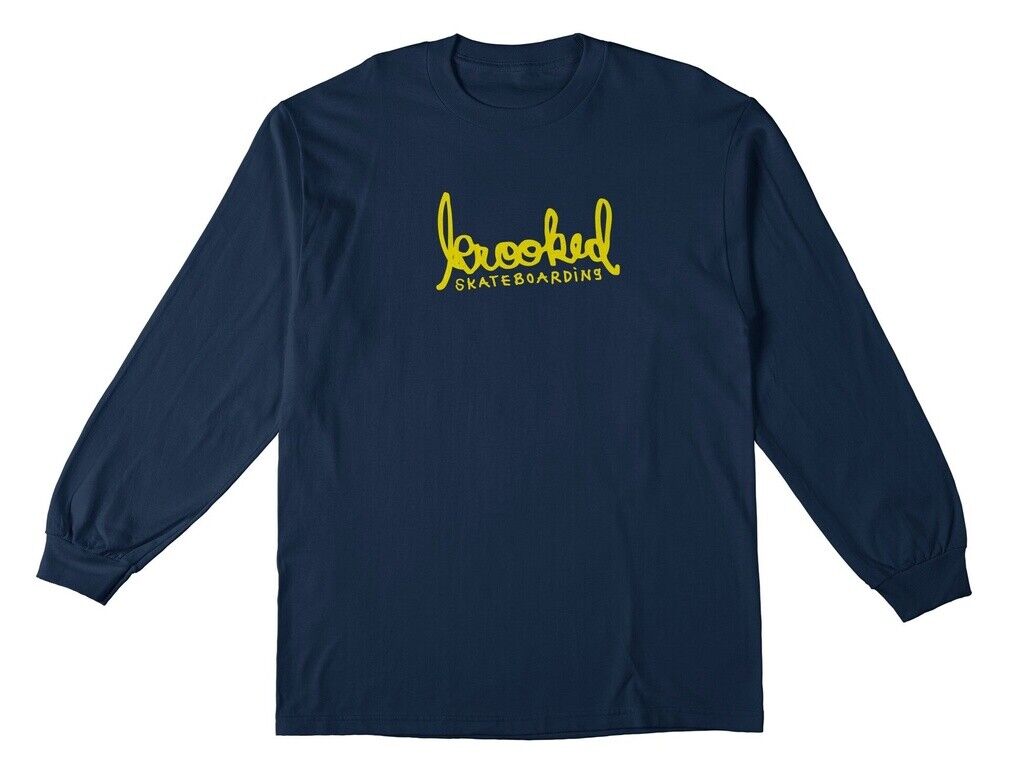Krooked Skript Long Sleeve T-Shirt - Navy