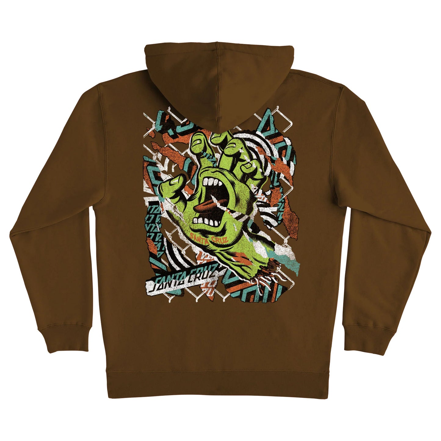 Damaged Hand P/O Hooded Heavyweight Sweatshirt Brown Mens Santa Cruz Hoodie