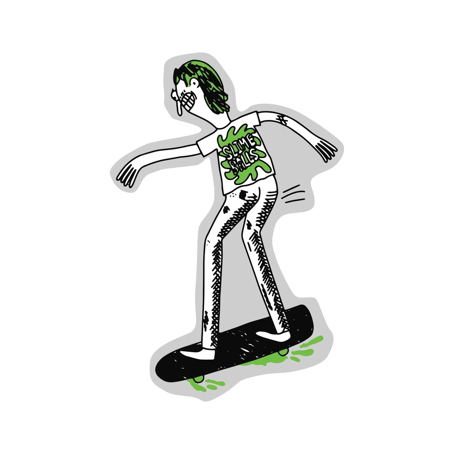 Jay Howell Slime Misfit Clear Mylar Sticker Black/Green 2.25 in x 3.5 in Slime Balls
