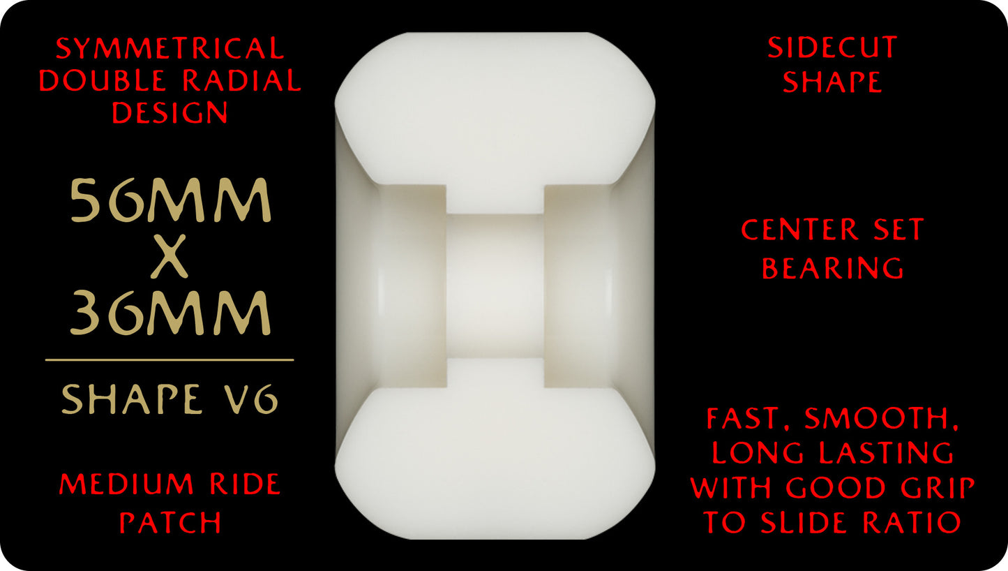 Powell Peralta Dragons 93A - V6 Symmetrical Shape - Medium Ride Patch - 56mm x 36mm 93A V6 Skateboard Wheels 4pk