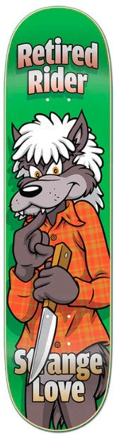 STRANGELOVE RETIRED RIDER WOLF SKATEBOARD DECK 8.00" (HAND SCREENED)