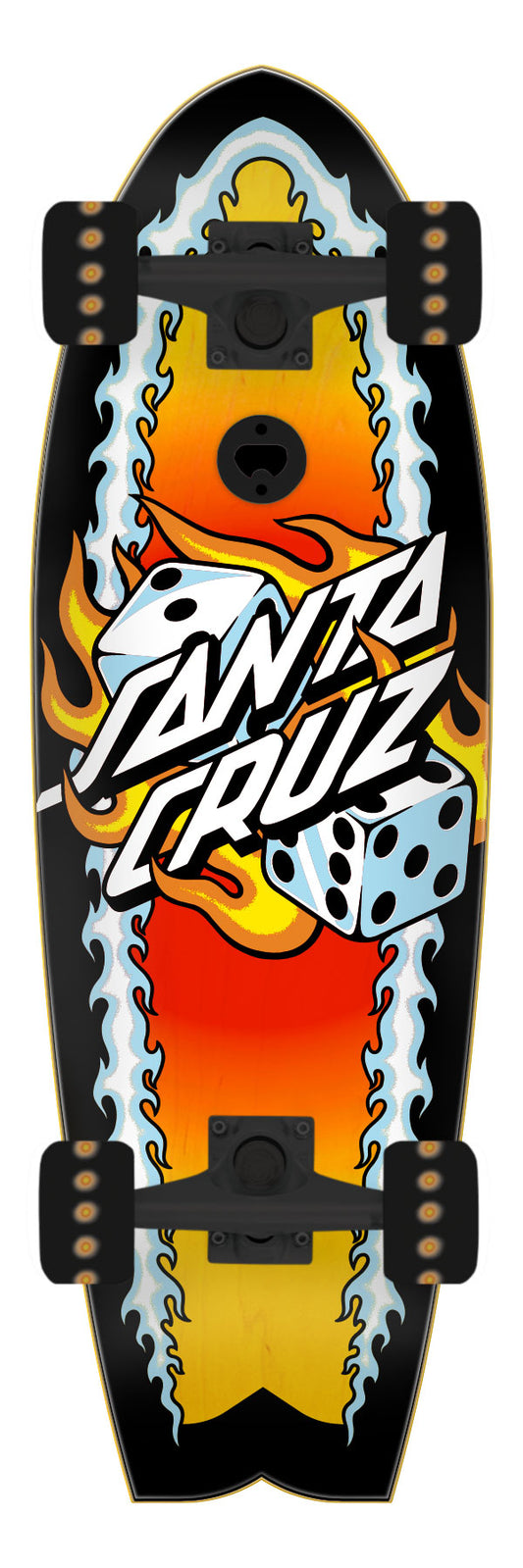 Santa Cruz Flaming Dice Dot 8.81in x 27.69in Shark Cruzer