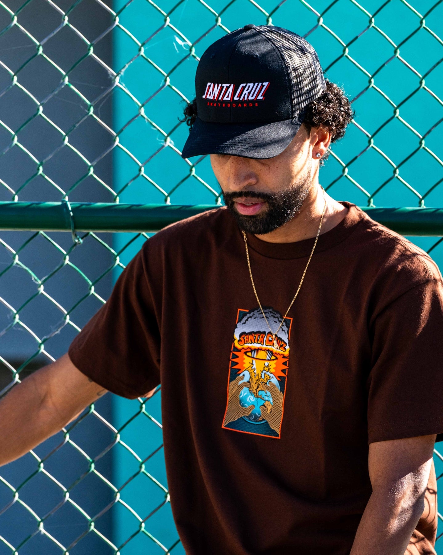 Kendall EOTW Front S/S Heavyweight T-Shirt Brown Santa Cruz