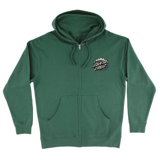 Santa Cruz Kendall End Of The Dot Zip Hooded Midweight Sweatshirt (Alpine Green)