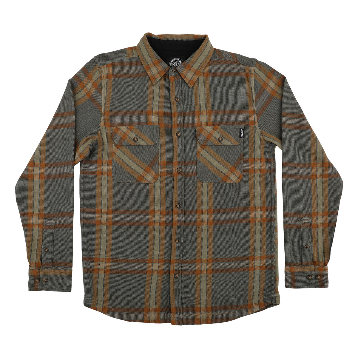 Classic Mens Santa Cruz Longsleeve Flannel Shirt - Natural Plaid