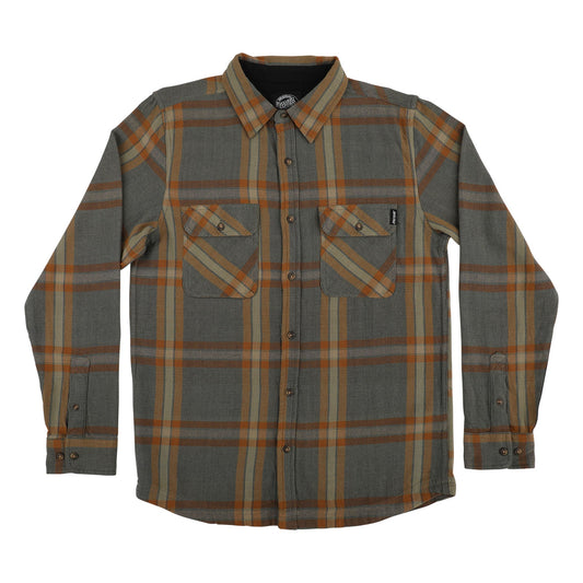 Classic Mens Santa Cruz Longsleeve Flannel Shirt - Natural Plaid