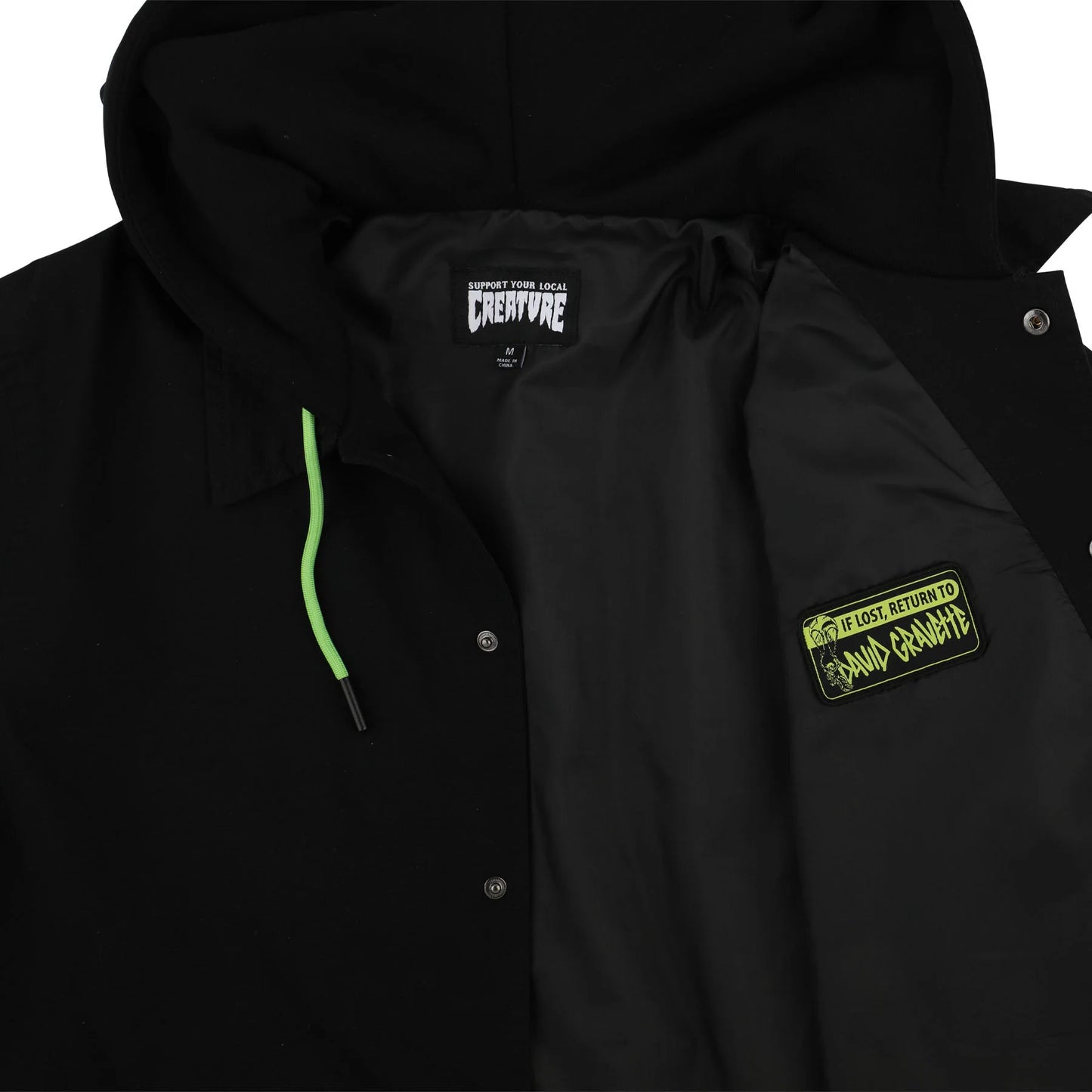 Gravette Cut And Tie Hooded Windbreaker L/S Jacket Creature (Black)