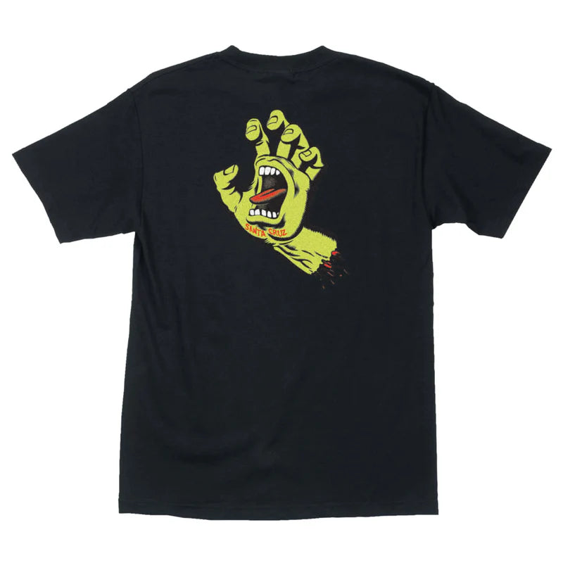 Santa Cruz Screaming Hand T-Shirt - Black/Safety Yellow