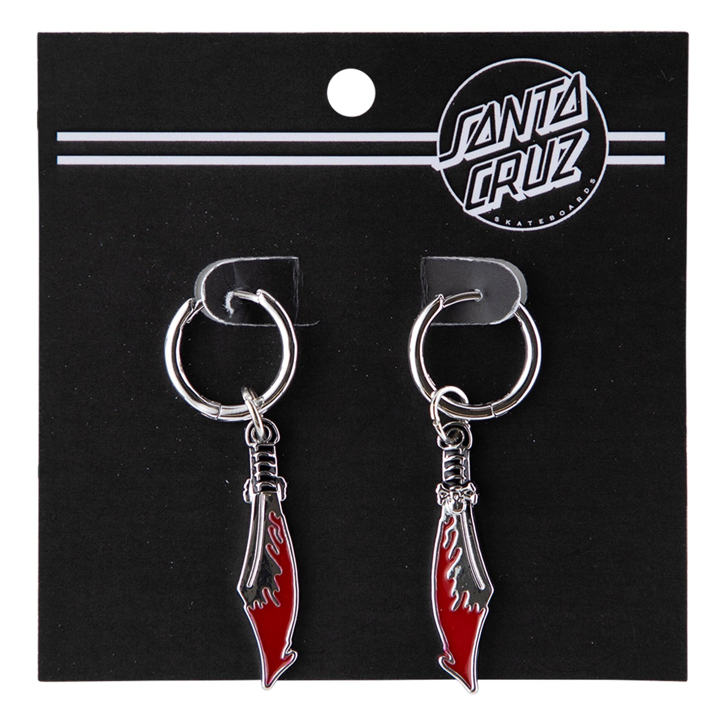 Santa Cruz Meek Slasher Sword Earring Set (Silver/Red) OS Unisex