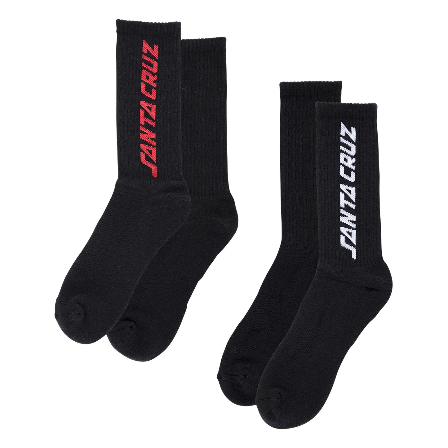 Solid Strip 2-Pack Crew Socks Black Multi - 2 Pairs, 9-11 Santa Cruz