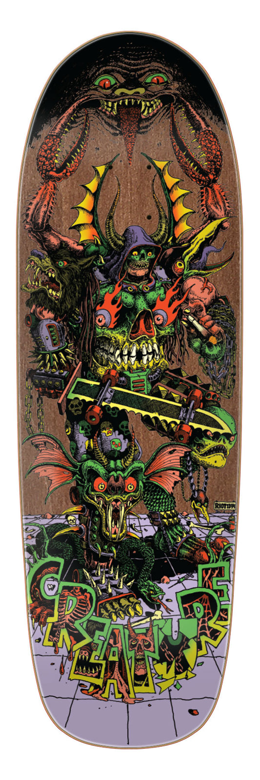 9.55in Hallucination Beast Creature Shaped Skateboard Deck