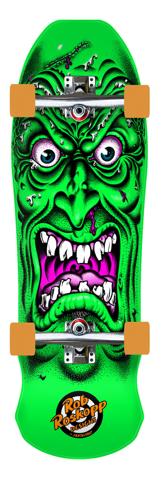 9.5in Roskopp Face Green Reissue Santa Cruz Premium Complete Cruiser (Complete Only)
