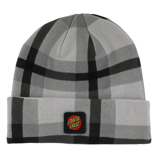 Cruz Label Beanie Long Shoreman Black Plaid Santa Cruz