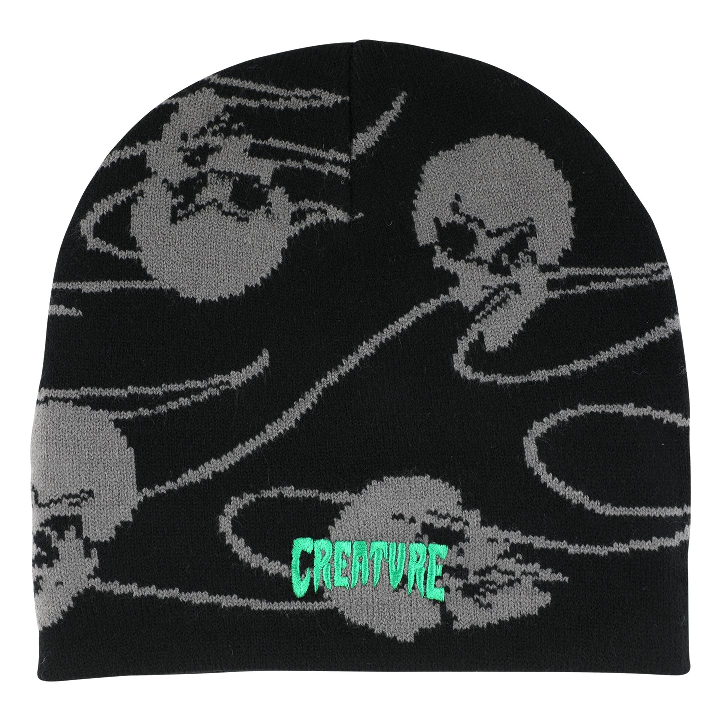Spiral Skull Beanie Skull Cap Hat Black Creature