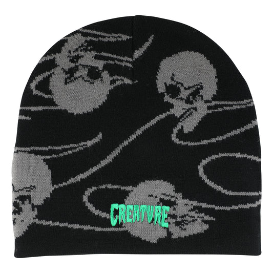 Spiral Skull Beanie Skull Cap Hat Black Creature