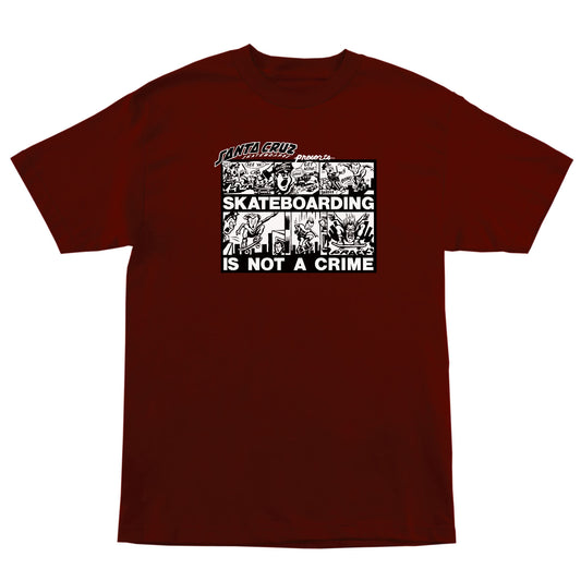 Roskopp Crime Comic Santa Cruz T-Shirt Standard Fit Heavyweight - Burgundy