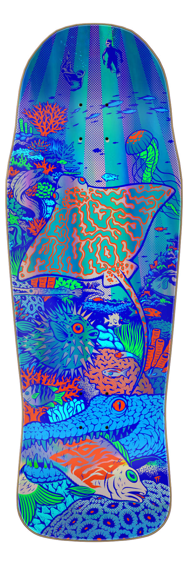 10.34in Winkowski Aquatic Prismatic Santa Cruz Shaped Skateboard Deck Old School