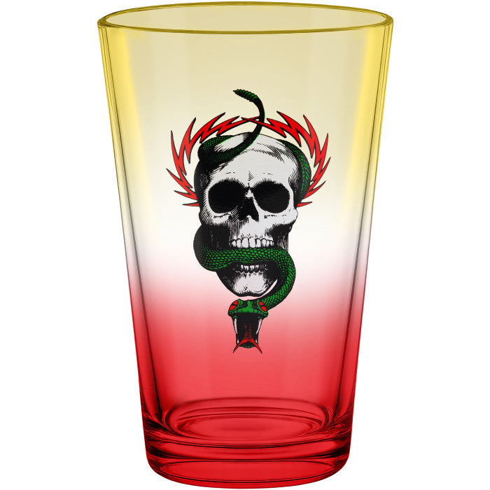 Powell Peralta Pint Glass McGill Skull & Snake Yellow/Red Fade
