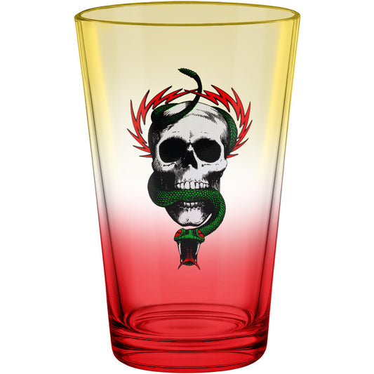 Powell Peralta Pint Glass McGill Skull & Snake Yellow/Red Fade
