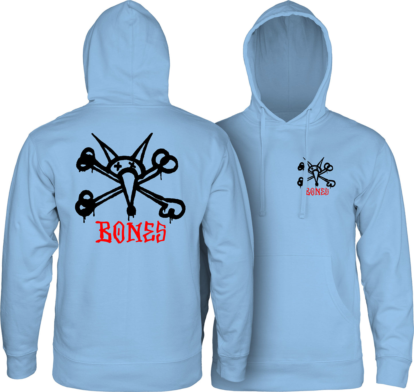 Powell Peralta Rat Bones Hooded Sweatshirt Mid Weight Aqua Blue