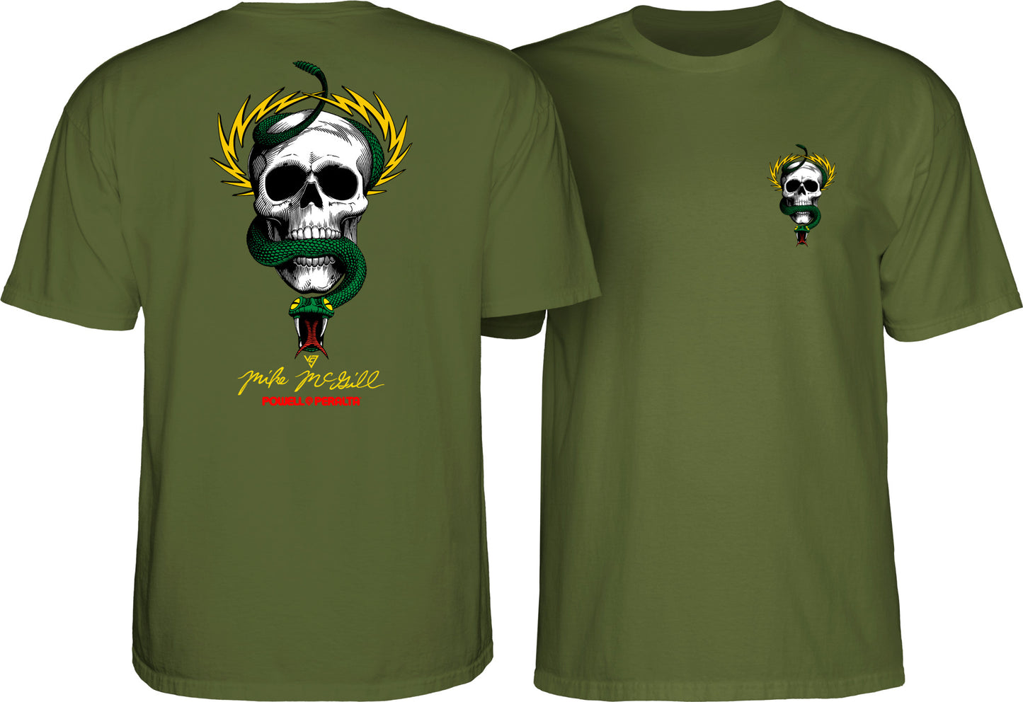 Powell Peralta McGill Skull & Snake T-Shirt (Military Green)