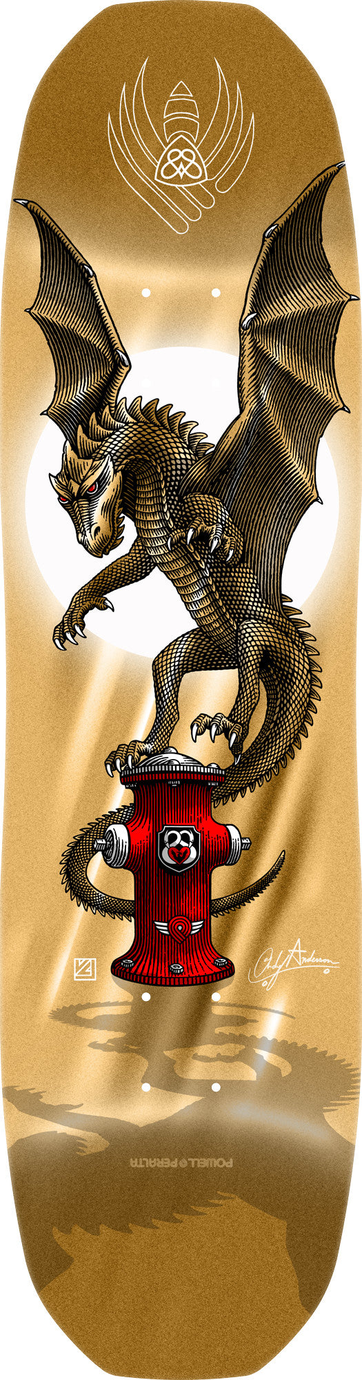 Powell Peralta Pro Andy Anderson Hydrant FLIGHT® Skateboard Deck Gold Foil - Shape 311 - 8.4 x 32