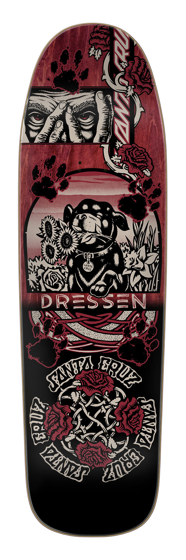 9.3in Dressen Evo Shaped Santa Cruz Skateboard Deck