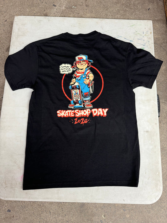 Skate Shop Day x Old Skull Skateboards 2026 Baby Blain T-Shirt (Black)Brett Parson Artwork BlitzCadet