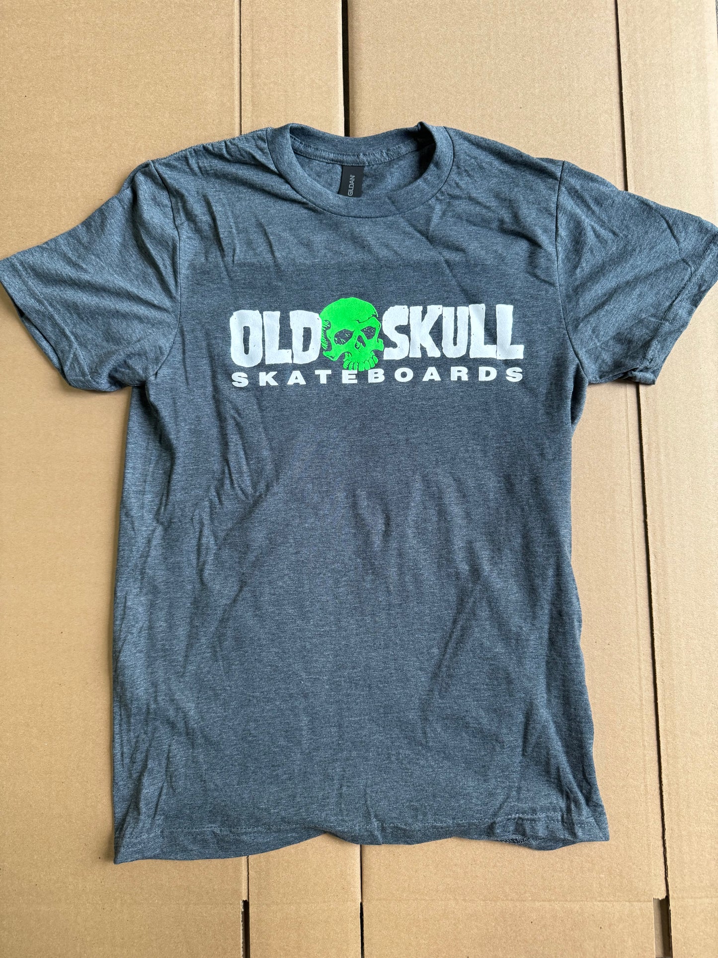 Old Skull Skateboards Shop Logo Adult T-Shirt (Dark Heather)